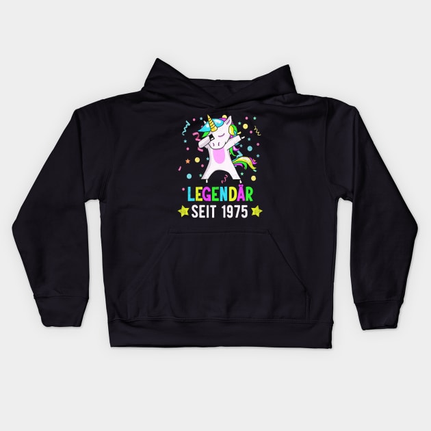 Geburtstag Legendär seit 1975 Einhorn Dab Bday Fun Kids Hoodie by Foxxy Merch